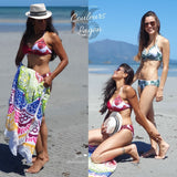 Bikini Push-Up Floral Star - Couleurs Lagon - rouge & vert