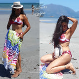 Bikini Push-Up Floral Star - Couleurs Lagon - rouge x2