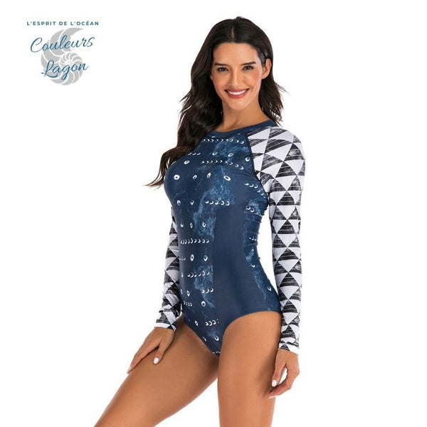 Bikini Push-Up Rashguard Manche Longue BLEU OCEAN - Couleurs Lagon - avant gauche