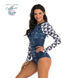 Bikini Push-Up Rashguard Manche Longue BLEU OCEAN - Couleurs Lagon - profil gauche