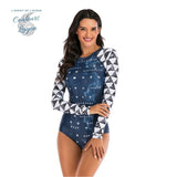 Bikini Push-Up Rashguard Manche Longue BLEU OCEAN - Couleurs Lagon - avant