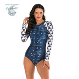 Bikini Push-Up Rashguard Manche Longue BLEU OCEAN - Couleurs Lagon - avant