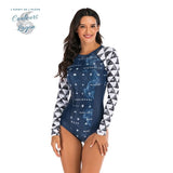 Bikini Push-Up Rashguard Manche Longue BLEU OCEAN - Couleurs Lagon - avant