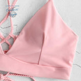 Bikini Push-Up Tangua Brésilien ROSE FLORAL - Couleurs Lagon