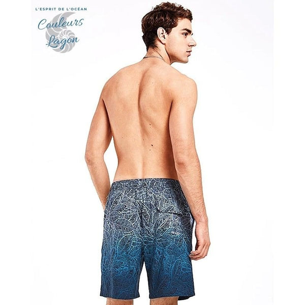 Short surf kite homme bleu nuit polyester élasthanne — Couleurs Lagon