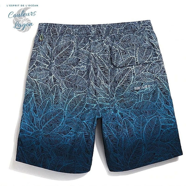 Short de surf homme bleu nuit motif géométrique séchage rapide — Couleurs Lagon