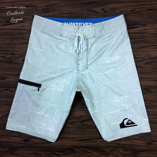 Boardshort Surf Quicksilver QuickDry Blanc Turquoise - Couleurs Lagon