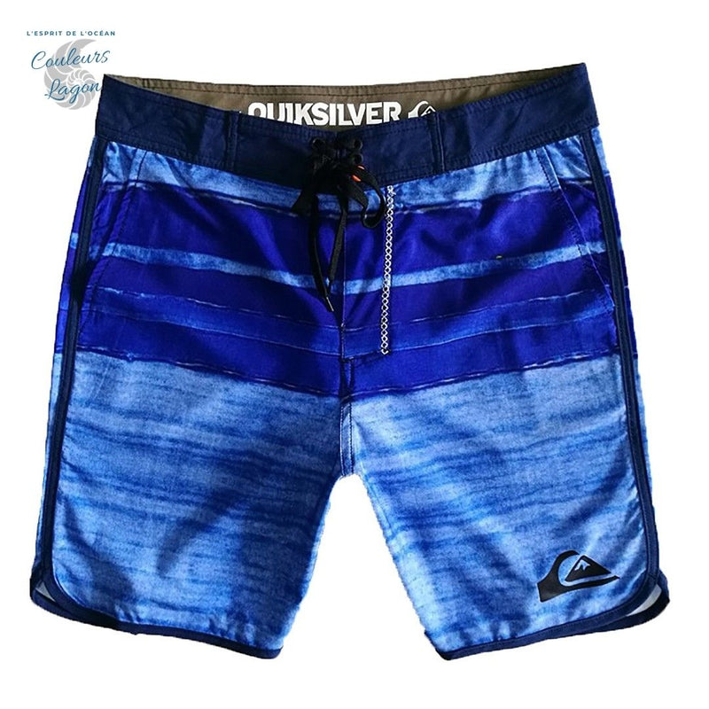 Boardshort Surf Quicksilver QuickDry Grande Taille à rayures - Couleurs Lagon