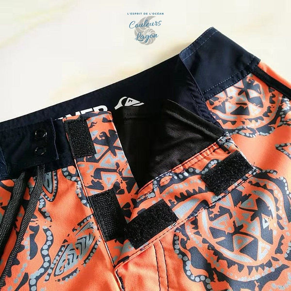 Maillot de bain homme grande taille boardshort hawaïen orange — Couleurs Lagon