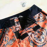 Maillot de bain homme grande taille boardshort hawaïen orange — Couleurs Lagon