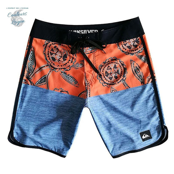 Boardshort surf hawaïen QuickDry orange grande taille — vue face Couleurs Lagon