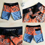 Boardshort surf hawaïen poche velcro ceinture élastique orange — Couleurs Lagon
