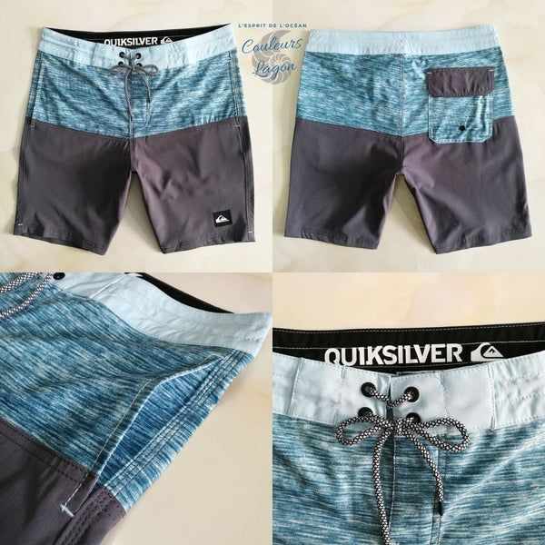 Boardshort Surf Quicksilver QuickDry Grande Taille gris bleu - Couleurs Lagon