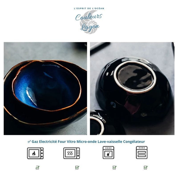 Bol irrégulier en porcelaine BLEU LAGON - Couleurs Lagon - caractéristiquess