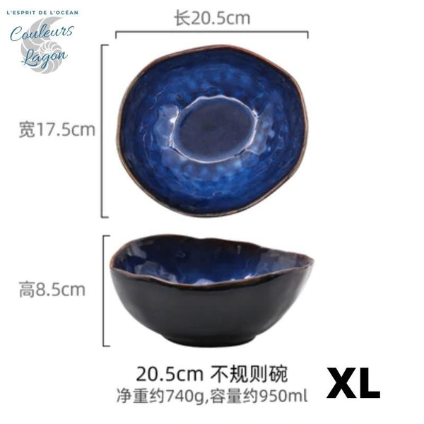 Bol irrégulier en porcelaine BLEU LAGON - Couleurs Lagon - XL 20.5cm