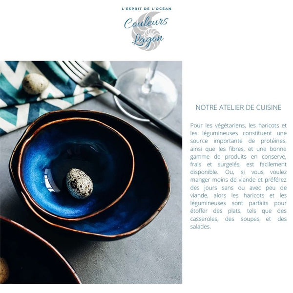 Bol irrégulier en porcelaine BLEU LAGON - Couleurs Lagon - atelier de cuisine