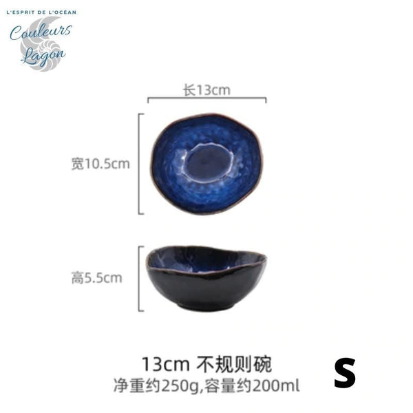 Bol irrégulier en porcelaine BLEU LAGON - Couleurs Lagon - S 13cm