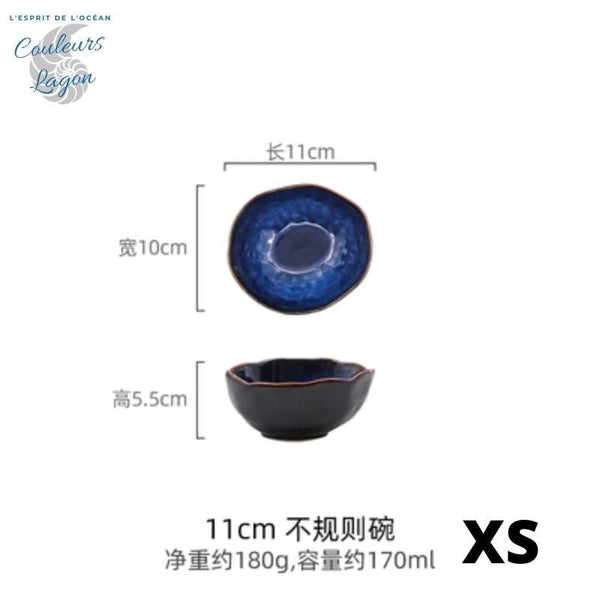 Bol irrégulier en porcelaine BLEU LAGON - Couleurs Lagon - XS 11cm
