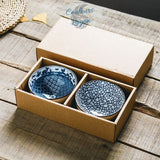 Bols en Porcelaine Céramique Japonaise Floral Bleu Outremer - Couleurs Lagon - 2pcs fine
