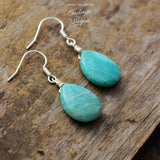 Boucle d'Oreille Amazonite Bleu Turquoise - Couleurs Lagon