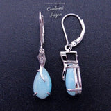 Boucle d'oreille Goutte d'eau Larimar naturelle et argent massif - Couleurs Lagon