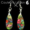 Boucle d'oreille Perroquet en argent et pierre de sédiment marin Océan - Couleurs Lagon