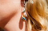 Boucle d'oreille Perroquet en argent et pierre de sédiment marin Océan - Couleurs Lagon