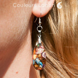 Boucle d'oreille Perroquet en argent et pierre de sédiment marin Océan - Couleurs Lagon