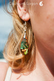 Boucle d'oreille Perroquet en argent et pierre de sédiment marin Océan - Couleurs Lagon