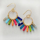 Boucles D'oreilles 7 Chakra Pierres Naturelles et Or - Couleurs Lagon