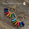 Boucles D'oreilles 7 Chakra Pierres Naturelles et Or - Couleurs Lagon