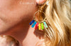 Boucles D'oreilles 7 Chakra Pierres Naturelles et Or - Couleurs Lagon