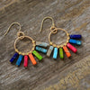 Boucles D'oreilles 7 Chakra Pierres Naturelles et Or - Couleurs Lagon