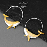 Boucles d'Oreilles Baleines Argent et Doré - Couleurs Lagon