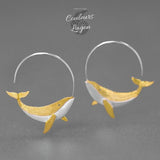 Boucles d'Oreilles Baleines Argent et Doré - Couleurs Lagon