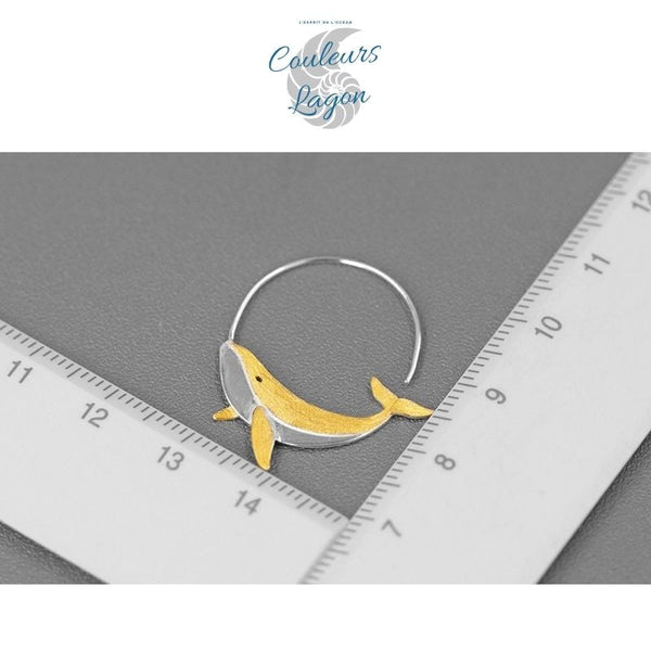 Boucles d'Oreilles Baleines Argent et Doré - Couleurs Lagon