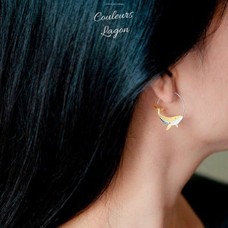 Boucles d'Oreilles Baleines Argent et Doré - Couleurs Lagon