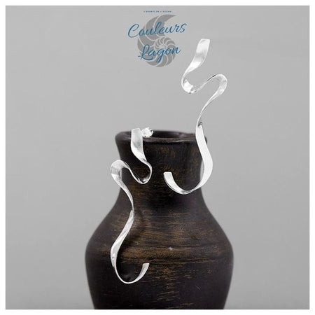 Boucles d'oreilles en Argent S925 Algue Marine Concises et Lisses - Couleurs Lagon