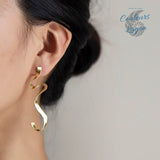 Boucles d'oreilles en Argent S925 Algue Marine Concises et Lisses - Couleurs Lagon