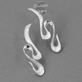 Boucles d'oreilles en Argent S925 Algue Marine Double Vagues - Couleurs Lagon