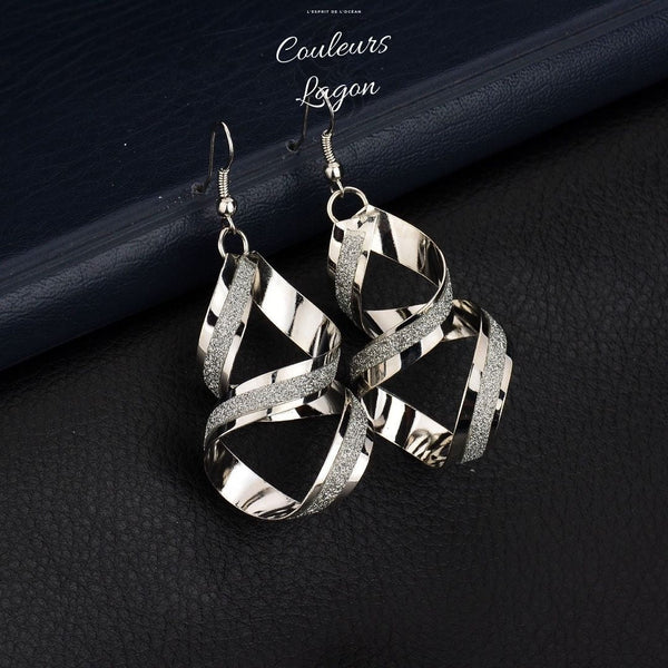 Boucles d'oreilles en spirale couleur argent noir ou or - Couleurs Lagon