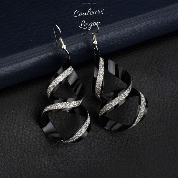Boucles d'oreilles en spirale couleur argent noir ou or - Couleurs Lagon