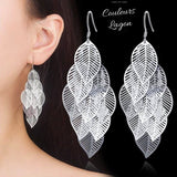 Boucles d'oreilles argent 925 femme feuille d'érable - Couleurs Lagon