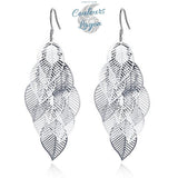 Détail boucles d'oreilles argent 925 motif feuille d'érable - Couleurs Lagon