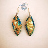 Boucles d'oreilles feuilles de pierre Jaspe multicolore - Couleurs Lagon