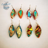 Boucles d'oreilles feuilles de pierre Jaspe multicolore - Couleurs Lagon