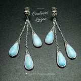 Boucles d'Oreilles Goutte d'Eau Argent 925 et Larimar - Couleurs Lagon