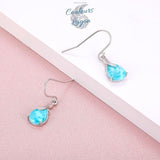 Boucles d'Oreilles Goutte d'Eau Argent Or Larimar - Couleurs Lagon