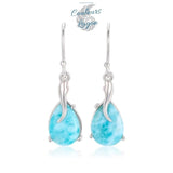 Boucles d'Oreilles Goutte d'Eau Argent Or Larimar - Couleurs Lagon