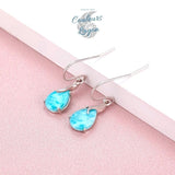 Boucles d'Oreilles Goutte d'Eau Argent Or Larimar - Couleurs Lagon